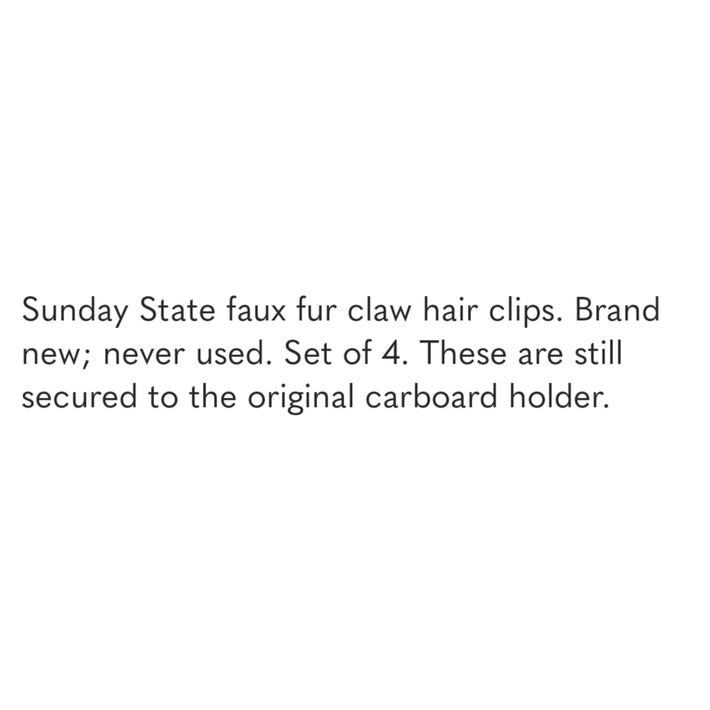 Sunday State Set of 4 Faux Fur Hair Clips. - Picture 4 of 4